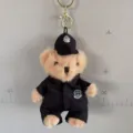 Cute police teddy bear plush toy keychain, soft stuffed cartoon animal doll for gifts. - SWAT Bear Pendant