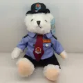 Police teddy bear plush toy cute stuffed animal doll wearing uniform with hat and tie - 25cm / 5