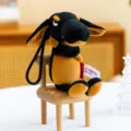 Cute angry animal plush toy keychain, creative cartoon doll pendant, soft stuffed accessory. - Black Dog