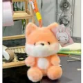 Mignonne poupée en peluche orange et blanche compagnon de bureau moelleux avec pendentif - Renard