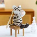 Cute gray striped animal plush toy keychain, creative cartoon stuffed doll pendant for bags. - White Tiger