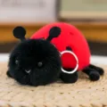 Cute ladybug plush keychain fluffy insect toy backpack pendant bag charm red black bug gift - Ladybug
