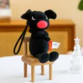 cute black angry pig plush toy keychain fluffy cartoon animal doll pendant accessory - Black Pig