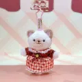Cute chocolate series animal plush doll keychain with lolita dress pendant for keys and bags. - Warm Chocolate Dressed Plush Pendant / Cat