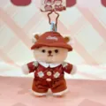 Cute chocolate series plush bear doll keychain, Lolita style dressed animal pendant for bags. - Warm Chocolate Dressed Plush Pendant / Teddy Bear