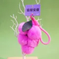 Fluffy rabbit fur grape keychain cute pom pom bag charm car key ring pendant decoration - Rose Pink