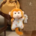 Cute plush monkey doll pendant with small blanket, cute bag charm and fluffy toy keychain gift. - Monkey