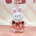 Original warm chocolate series cute plush rabbit doll keychain in lolita dress pendant - Warm Chocolate Dressed Plush Pendant / Rabbit