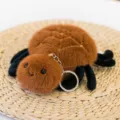 Cute brown plush spider keychain fluffy insect plushie bag charm fluffy toy pendant - Spider