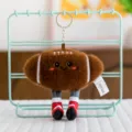 Cute football plush toy keychain, soft stuffed sports pendant bag ornament for daily use. - Coffee Rugby
