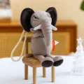 Cute angry elephant plush keychain, soft stuffed animal bag pendant and cartoon charm. - Elephant