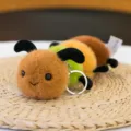 Cute caterpillar plush keychain, soft fuzzy insect bag pendant, creative toy charm for keys and bags. - Caterpillar