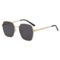 Lunettes de soleil homme metalliques polygonales polarisees protection UV pour la peche - Monture Dorée Verre Gris
