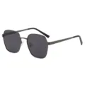 Heren polygoon metalen montoir gepolariseerde zonnebril UV400 bescherming stijlvolle buitenbril - Gunmetal Grijs Frame Zwart Grijze Lenzen