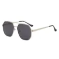 Lunettes de soleil polarisées polygonales élégantes pour hommes avec double pont en métal. - Monture Argentée Verre Gris