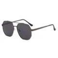 Lunettes de soleil polarisées pour hommes avec monture métal polygone et protection UV idéale. - Monture Gris Fusil Verres Gris Noir