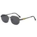 Lunettes de soleil polarisées à monture en métal polygonale élégantes pour hommes - Monture Gris Fusil Verres Gris Noir