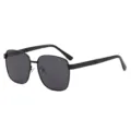 Gafas de sol polarizadas cuadradas vintage para hombre montura metálica conducción - Montura Negra Lentes Gris Negro
