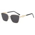 Men's stylish polarized metal frame sunglasses with UV protection for outdoor driving. - Gold Frame Black Gray Lens