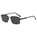 Lunettes de soleil homme polarisees cadre metal carre protection UV voyage et conduite. - Monture Noire Verres Noir Gris