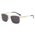 Herren Sonnenbrille polarisiert Metall quadratischer Rahmen Brille fuer Autofahren Outdoor - Goldener Rahmen Graue Linse