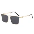 Men polarized sunglasses for driving, square metal frame uv400 sun protection eyewear. - Gold Frame Grey Lens