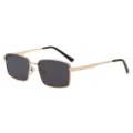 Men's polarized square metal sunglasses, UV400 sun protection eyewear for driving and outdoor travel. - Gold Frame Grey Lens