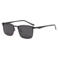 Lunettes de soleil carrées en métal polarisées homme protection solaire conduite - Monture Noire Verres Noir Gris