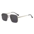 Lunettes de soleil polarisees homme carrees double pont metal protection UV pour conduite exterieure. - Monture Argentée Verre Gris