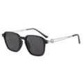 Lunettes de Soleil Polarisées Homme Femme UV400 Conduite Anti-Reflet Cadre Noir - Monture Argentée Verre Gris