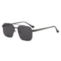 Lunettes de soleil polarisees carrees pour hommes avec double pont en metal et peche. - Monture Gris Fusil Verres Gris Noir