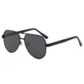 Lunettes de soleil aviateur polarisées en métal pour hommes, conduite et protection solaire. - Monture Noire Verres Noir Gris