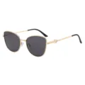 Stylish metal frame sunglasses with polarized UV400 lenses and chic temple design for daily wear. - Gold Frame Black Gray Lens