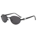 Lunettes de soleil polarisées ovales en métal noir pour hommes, variante vintage. - Monture Noire Verres Noir Gris