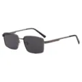 Lunettes de soleil polarisées pour hommes avec monture carrée en métal haut de gamme pour voyage. - Monture Gris Fusil Verres Gris Noir