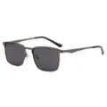 Lunettes de soleil polarisées homme cadre métal carré vintage lunettes de soleil gris - Monture Gris Fusil Verres Gris Noir