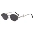 Lunettes de soleil polarisées pour homme avec monture en métal et serpent décoratif. - Monture Argentée Verre Gris