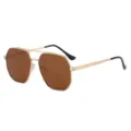 Lunettes de Soleil Polarisées Homme Monture Métal Or Verres Bruns Protection UV - Monture Dorée Verre Thé