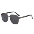 Gafas de sol polarizadas cuadradas de metal vintage para hombre con protección UV. - Montura Gris Gunmetal Lentes Gris Negro