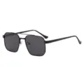 Lunettes de soleil homme polarisées carrées en métal pour conduite et protection UV. - Monture Noire Verres Noir Gris