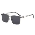 Lunettes de soleil carrées polarisées pour hommes avec double pont et monture métallique. - Monture Gris Fusil Verres Gris Noir