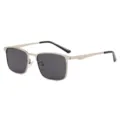 Lunettes de soleil polarisées en métal carré pour hommes avec verres foncés et monture dorée. - Monture Argentée Verre Gris