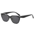 Lunettes de soleil cat-eye noires classiques pour hommes et femmes, protection UV. - Rouleau Moyen / Monture Noire Verres Noir Gris