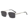 Lunettes de soleil carrees en metal polarisees pour homme, protection UV pour voyage. - Monture Argentée Verre Gris
