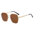 Heren polygoon metalen montuur zonnebril bruine lenzen UV-bescherming stijl - Gouden Frame Thee Lens