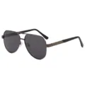 Lunettes de soleil polarisees homme cadre metal grand format protection UV style tendance - Monture Gris Fusil Verres Gris Noir