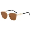Lunettes de soleil polarisées pour homme avec monture en métal et branches géométriques. - Monture Dorée Verre Thé
