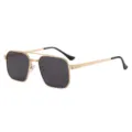Men's polarized sunglasses with metal double bridge frame and UV protection for driving. - Gold Frame Black Gray Lens