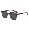 Lunettes de Soleil Polarisées Homme Femme Monture Métal Protection UV Conduite Pêche - Monture Noire Verres Noir Gris