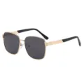 Gafas de sol cuadradas retro polarizadas para hombre con montura metálica y oscuras. - Montura Dorada Negro Gris